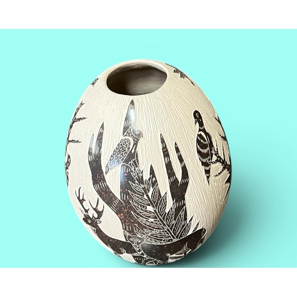 Mata Ortiz Pottery Deer Buck Doe Olla Vase David Bejarano Fine Art Clay Mexican - Picture 7 of 14